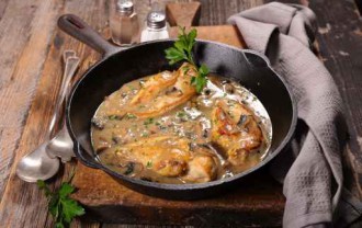chicken cooked with cream and mushroom